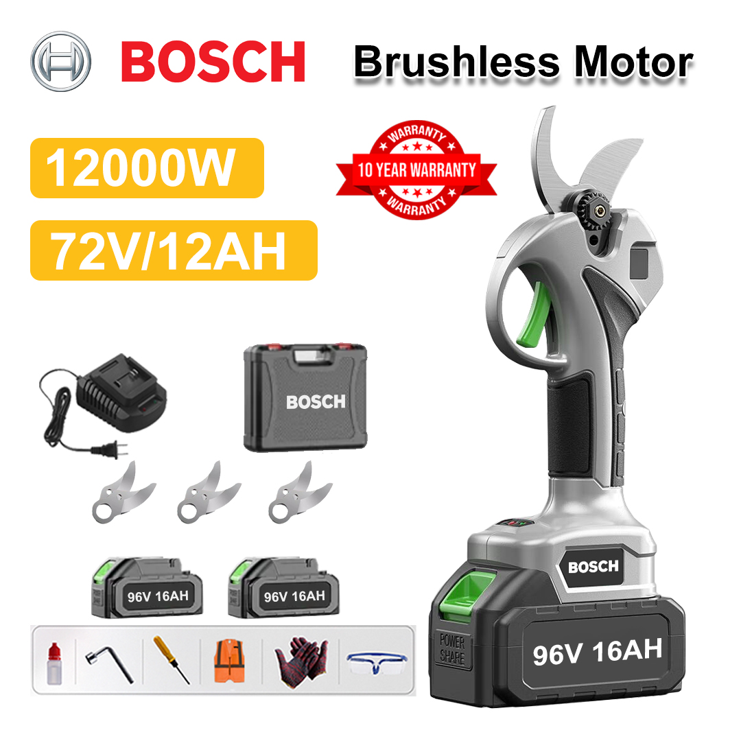 Tesoura de poda com bateria de lítio sem escova de 12000 W + bateria de 78 V12 Ah * 2 + lâmina de liga sk9 * 3 + carregador + display de energia LED + caixa de ferramentas + óleo lubrificante + óculos de proteção + garantia de 10 anos